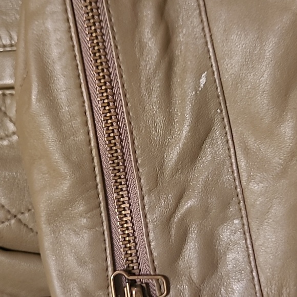 Ann Taylor Leather Bomber Jacket in Green, Size: Small - Picture 7 of 7